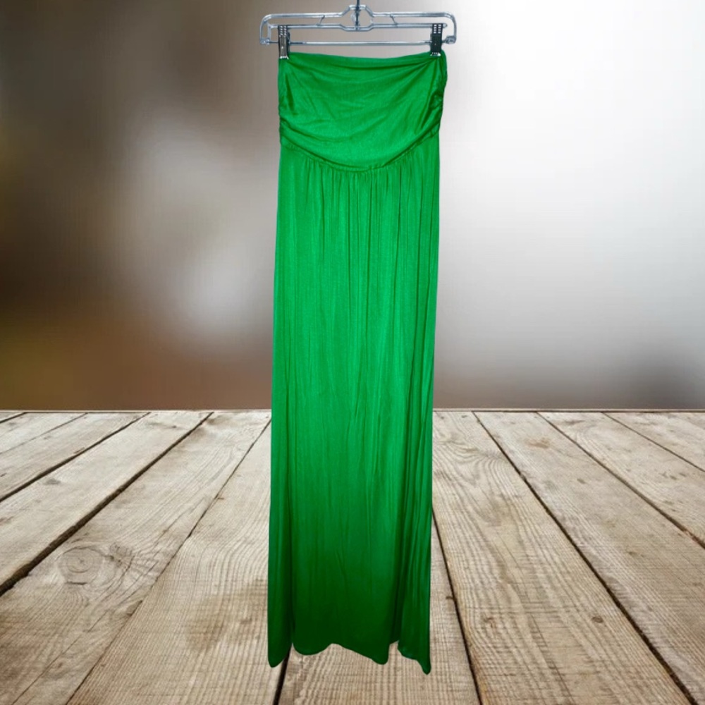 Gabriella Rocha Green Ruched Sleeveless Maxi Dress